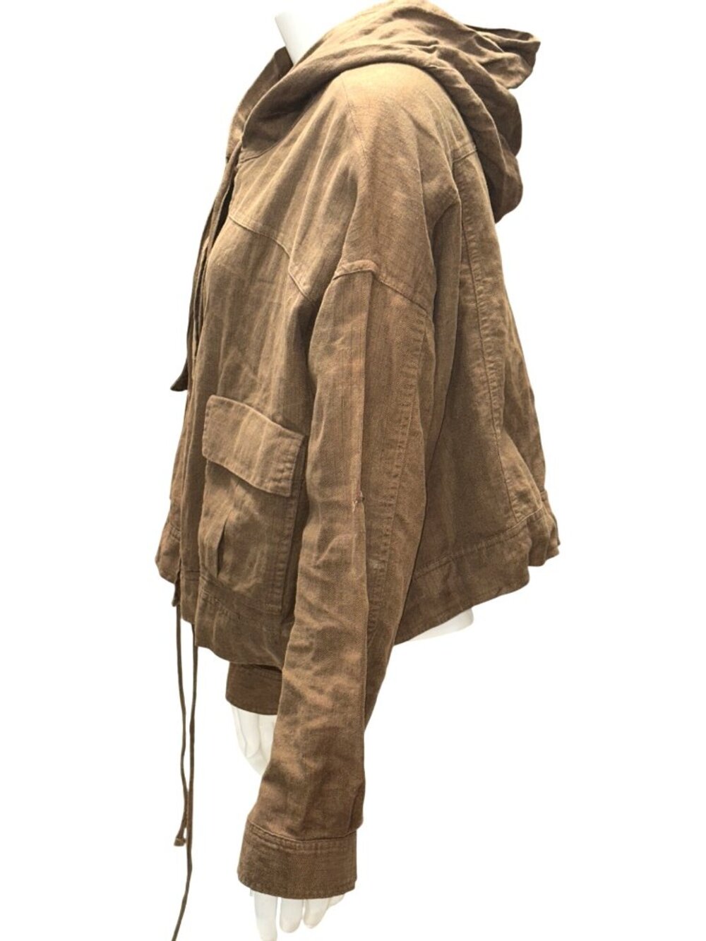 Forever 21 Medium Brown Hooded Jacket Cropped Utility Streetwear Grunge Core Y2K - Picture 5 of 12